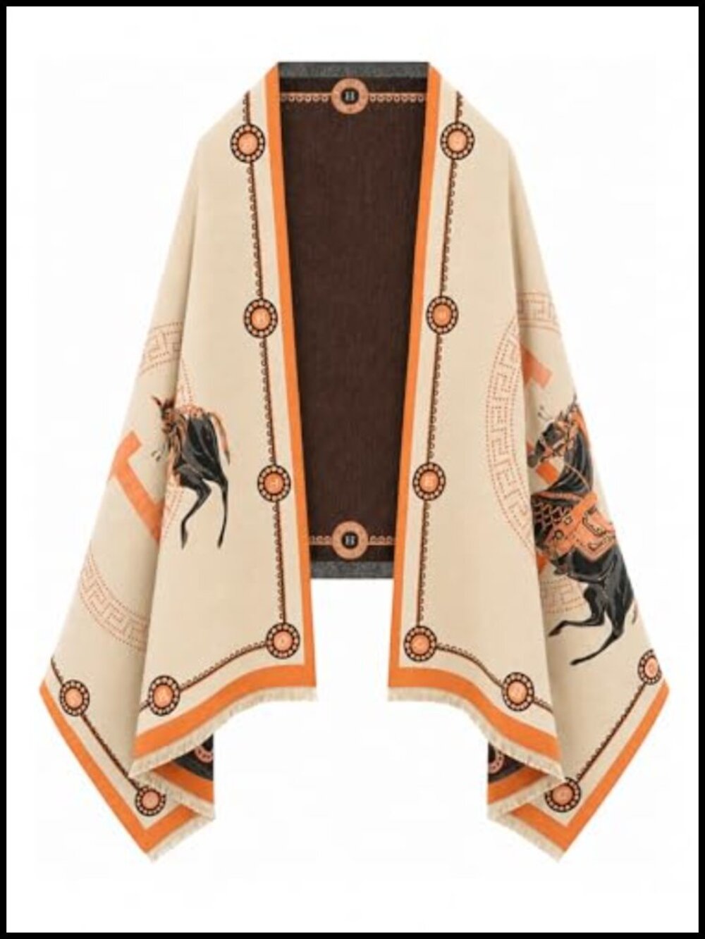 Reversible Pashmina Shawl Wrap for Women, Open Front Poncho Cape, Large Scarf